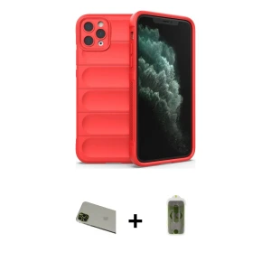 ieg™ iPhone 11 Pro Max Kılıf Atlas Koleksiyonu - Siyah Joko Magic 5D Hayalet Cam + Rainbow Kamera Lens Koruma Cam - YL
