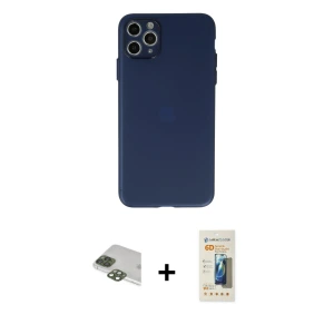 ieg™ iPhone 11 Pro Max Kılıf Atlas Minimal Prime - Siyah 6D Mat Seramik Hayalet Nano Ekran Koruyucu + Pers Alüminyum Kamera Lens - YL