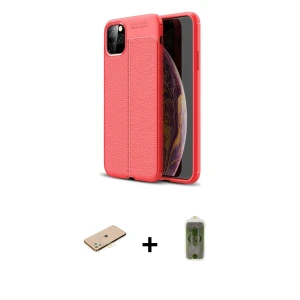 ieg™ iPhone 11 Pro Max Kılıf Doruk Klasik Özel Seri - Siyah Joko Magic 5D Hayalet Cam + Renkli Kamera Lens Koruma Cam - SI