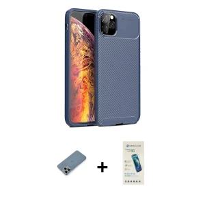ieg™ iPhone 11 Pro Max Kılıf Eksen Form Prime - Şeffaf Pasifik Cam Ekran Koruyucu + Metal Kamera Lens Koruma Cam - AKYL