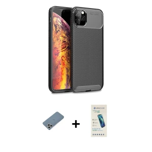ieg™ iPhone 11 Pro Max Kılıf Eksen Form Prime - Şeffaf Pasifik Cam Ekran Koruyucu + Shine Kamera Lens Koruma Cam - GS