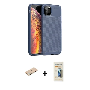 ieg™ iPhone 11 Pro Max Kılıf Eksen Form Prime - Siyah 6D Mat Seramik Hayalet Nano Ekran Koruyucu + Renkli Kamera Lens Koruma Cam - YL