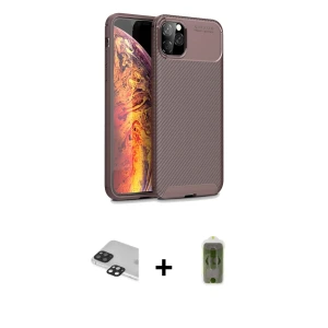 ieg™ iPhone 11 Pro Max Kılıf Eksen Form Prime - Siyah Joko Magic 5D Hayalet Cam + Pers Alüminyum Kamera Lens - SH
