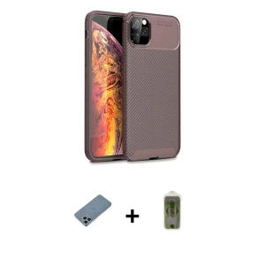 ieg™ iPhone 11 Pro Max Kılıf Eksen Form Prime - Siyah Joko Magic 5D Hayalet Cam + Shine Kamera Lens Koruma Cam - SABE