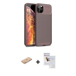 ieg™ iPhone 11 Pro Max Kılıf Eksen Form Prime - Siyah Seramik Nano Ekran Koruyucu + Renkli Kamera Lens Koruma Cam - TU