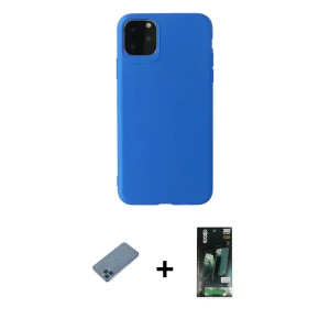 ieg™ iPhone 11 Pro Max Kılıf Kozmos Yansıma Özel Seri - Siyah 360 Mat Full Body Arka Koruyucu + Shine Kamera Lens Koruma Cam - MI