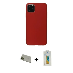 ieg™ iPhone 11 Pro Max Kılıf Kozmos Yansıma Özel Seri - Siyah Polymer Nano Ekran Koruyucu + Rainbow Kamera Lens Koruma Cam - YL