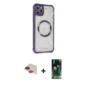 ieg™ iPhone 11 Pro Max Kılıf Kutup Modern - Şeffaf 360 Full Body Arka Koruyucu + Pers Alüminyum Kamera Lens - KI