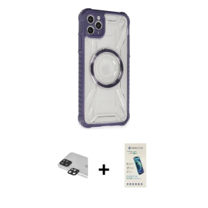 ieg™ iPhone 11 Pro Max Kılıf Kutup Modern - Şeffaf Pasifik Cam Ekran Koruyucu + Pers Alüminyum Kamera Lens - SH