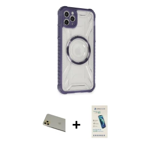 ieg™ iPhone 11 Pro Max Kılıf Kutup Modern - Şeffaf Pasifik Cam Ekran Koruyucu + Rainbow Kamera Lens Koruma Cam - GD