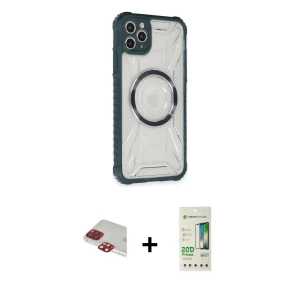 ieg™ iPhone 11 Pro Max Kılıf Kutup Modern - Siyah 20D Premium Cam Ekran Koruyucu + Pers Alüminyum Kamera Lens - KI