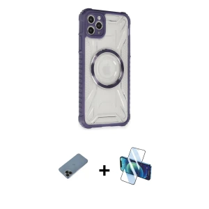 ieg™ iPhone 11 Pro Max Kılıf Kutup Modern - Siyah 3D Antistatik Seramik Nano Ekran Koruyucu + Shine Kamera Lens Koruma Cam - SH