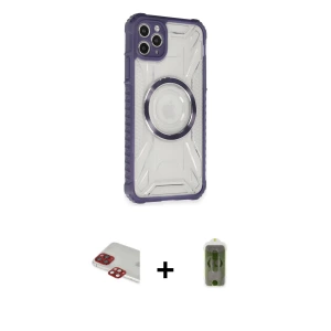 ieg™ iPhone 11 Pro Max Kılıf Kutup Modern - Siyah Joko Magic 5D Hayalet Cam + Pers Alüminyum Kamera Lens - KI