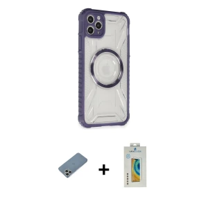 ieg™ iPhone 11 Pro Max Kılıf Kutup Modern - Siyah Polymer Nano Ekran Koruyucu + Shine Kamera Lens Koruma Cam - GS