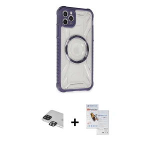 ieg™ iPhone 11 Pro Max Kılıf Kutup Modern - Siyah Seramik Nano Ekran Koruyucu + Pers Alüminyum Kamera Lens - SH