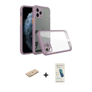 ieg™ iPhone 11 Pro Max Kılıf Nova Asil Özel Seri - Şeffaf Pasifik Cam Ekran Koruyucu + Renkli Kamera Lens Koruma Cam - SI