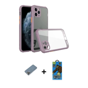 ieg™ iPhone 11 Pro Max Kılıf Nova Asil Özel Seri - Siyah 18D Cam Ekran Koruyucu + Metal Kamera Lens Koruma Cam - GD