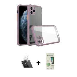 ieg™ iPhone 11 Pro Max Kılıf Nova Asil Özel Seri - Siyah 20D Premium Cam Ekran Koruyucu + Kamera Lens Koruma Cam - SF