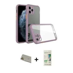 ieg™ iPhone 11 Pro Max Kılıf Nova Asil Özel Seri - Siyah 20D Premium Cam Ekran Koruyucu + Rainbow Kamera Lens Koruma Cam - GD