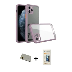 ieg™ iPhone 11 Pro Max Kılıf Nova Asil Özel Seri - Siyah 6D Mat Seramik Hayalet Nano Ekran Koruyucu + Rainbow Kamera Lens Koruma Cam - GD