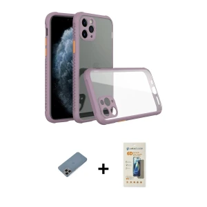 ieg™ iPhone 11 Pro Max Kılıf Nova Asil Özel Seri - Siyah 6D Mat Seramik Hayalet Nano Ekran Koruyucu + Shine Kamera Lens Koruma Cam - GI