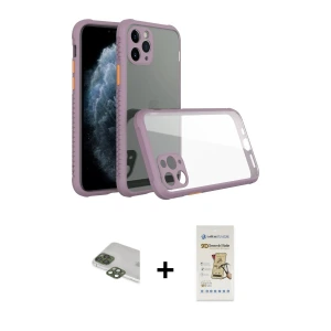 ieg™ iPhone 11 Pro Max Kılıf Nova Asil Özel Seri - Siyah Mat Seramik Nano Ekran Koruyucu + Pers Alüminyum Kamera Lens - YL