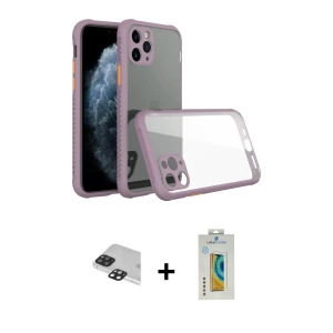 ieg™ iPhone 11 Pro Max Kılıf Nova Asil Özel Seri - Siyah Polymer Nano Ekran Koruyucu + Pers Alüminyum Kamera Lens - SH