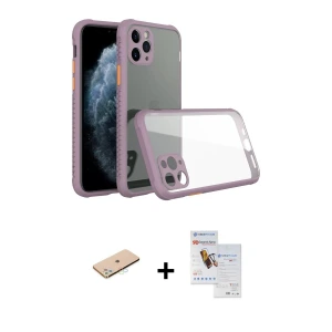 ieg™ iPhone 11 Pro Max Kılıf Nova Asil Özel Seri - Siyah Seramik Nano Ekran Koruyucu + Renkli Kamera Lens Koruma Cam - MI