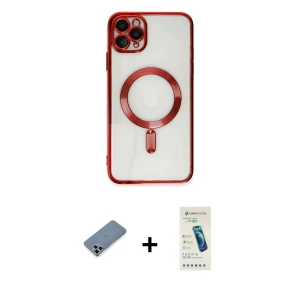 ieg™ iPhone 11 Pro Max Kılıf Nova Işık Özel Seri - Şeffaf Pasifik Cam Ekran Koruyucu + Metal Kamera Lens Koruma Cam - MR