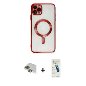 ieg™ iPhone 11 Pro Max Kılıf Nova Işık Özel Seri - Şeffaf Pasifik Cam Ekran Koruyucu + Pers Alüminyum Kamera Lens - YL