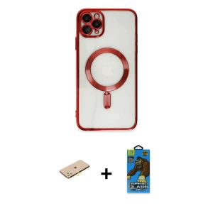 ieg™ iPhone 11 Pro Max Kılıf Nova Işık Özel Seri - Siyah 18D Cam Ekran Koruyucu + Renkli Kamera Lens Koruma Cam - SI