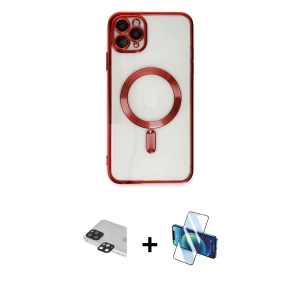 ieg™ iPhone 11 Pro Max Kılıf Nova Işık Özel Seri - Siyah 3D Antistatik Seramik Nano Ekran Koruyucu + Pers Alüminyum Kamera Lens - SH