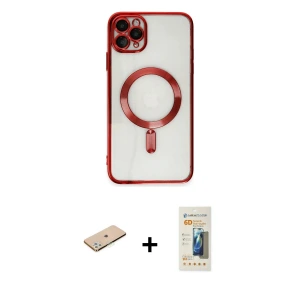 ieg™ iPhone 11 Pro Max Kılıf Nova Işık Özel Seri - Siyah 6D Mat Seramik Hayalet Nano Ekran Koruyucu + Renkli Kamera Lens Koruma Cam - YL