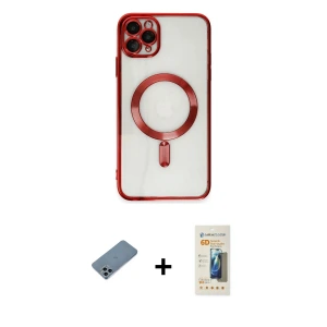 ieg™ iPhone 11 Pro Max Kılıf Nova Işık Özel Seri - Siyah 6D Mat Seramik Hayalet Nano Ekran Koruyucu + Shine Kamera Lens Koruma Cam - SABE