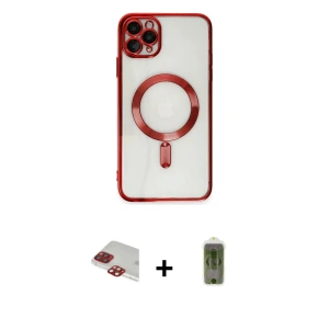 ieg™ iPhone 11 Pro Max Kılıf Nova Işık Özel Seri - Siyah Joko Magic 5D Hayalet Cam + Pers Alüminyum Kamera Lens - KI