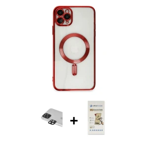 ieg™ iPhone 11 Pro Max Kılıf Nova Işık Özel Seri - Siyah Mat Seramik Nano Ekran Koruyucu + Pers Alüminyum Kamera Lens - SH
