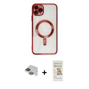 ieg™ iPhone 11 Pro Max Kılıf Nova Işık Özel Seri - Siyah Mat Seramik Nano Ekran Koruyucu + Pers Alüminyum Kamera Lens - YL