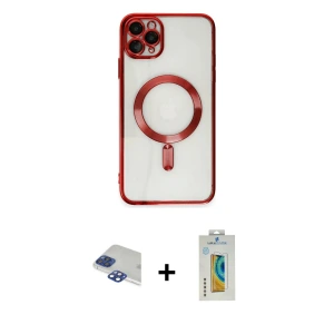 ieg™ iPhone 11 Pro Max Kılıf Nova Işık Özel Seri - Siyah Polymer Nano Ekran Koruyucu + Pers Alüminyum Kamera Lens - LT