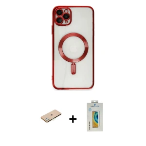ieg™ iPhone 11 Pro Max Kılıf Nova Işık Özel Seri - Siyah Polymer Nano Ekran Koruyucu + Renkli Kamera Lens Koruma Cam - YL