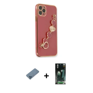 ieg™ iPhone 11 Pro Max Kılıf Nova Işık Prime - Şeffaf 360 Full Body Arka Koruyucu + Shine Kamera Lens Koruma Cam - MI