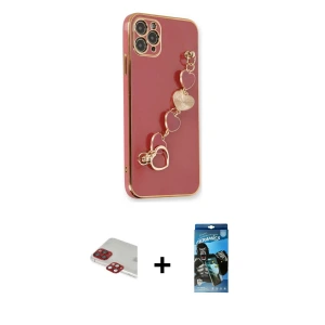 ieg™ iPhone 11 Pro Max Kılıf Nova Işık Prime - Siyah 34D Izgaralı Cam + Pers Alüminyum Kamera Lens - KI