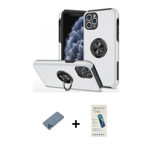 ieg™ iPhone 11 Pro Max Kılıf Odak Form Prime - Şeffaf Pasifik Cam Ekran Koruyucu + Shine Kamera Lens Koruma Cam - MI