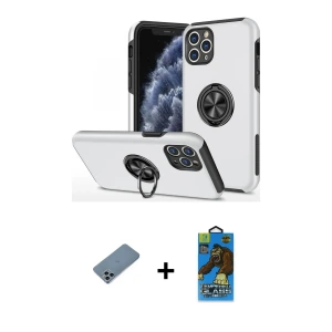 ieg™ iPhone 11 Pro Max Kılıf Odak Form Prime - Siyah 18D Cam Ekran Koruyucu + Shine Kamera Lens Koruma Cam - SABE