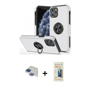 ieg™ iPhone 11 Pro Max Kılıf Odak Form Prime - Siyah 6D Mat Seramik Hayalet Nano Ekran Koruyucu + Pers Alüminyum Kamera Lens - LT