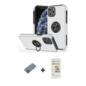 ieg™ iPhone 11 Pro Max Kılıf Odak Form Prime - Siyah Mat Seramik Nano Ekran Koruyucu + Shine Kamera Lens Koruma Cam - PE