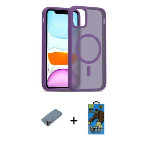 ieg™ iPhone 11 Pro Max Kılıf Siluet Minimal Prime - Siyah 18D Cam Ekran Koruyucu + Shine Kamera Lens Koruma Cam - PE