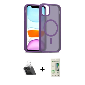 ieg™ iPhone 11 Pro Max Kılıf Siluet Minimal Prime - Siyah 20D Premium Cam Ekran Koruyucu + Kamera Lens Koruma Cam - SF