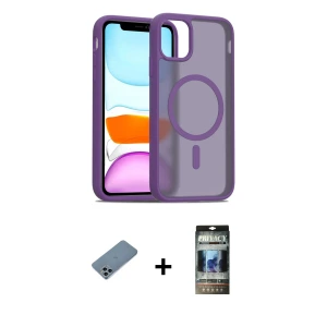 ieg™ iPhone 11 Pro Max Kılıf Siluet Minimal Prime - Siyah 34D Hayalet Izgaralı Cam + Shine Kamera Lens Koruma Cam - SABE