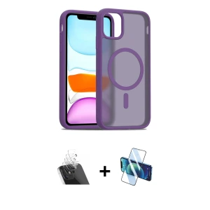 ieg™ iPhone 11 Pro Max Kılıf Siluet Minimal Prime - Siyah 3D Antistatik Cam Ekran Koruyucu + Kamera Lens Koruma Cam - SF