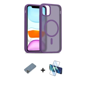 ieg™ iPhone 11 Pro Max Kılıf Siluet Minimal Prime - Siyah 3D Antistatik Seramik Nano Ekran Koruyucu + Metal Kamera Lens Koruma Cam - GD